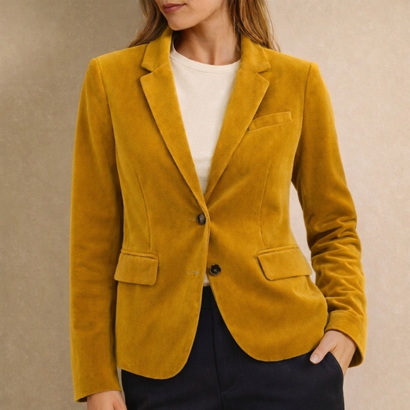 J. Crew Jackets & Blazers - J. Crew Yellow Blazer Velvet Tailored